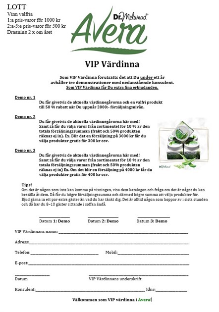 VIP Värdinnegåvolapp